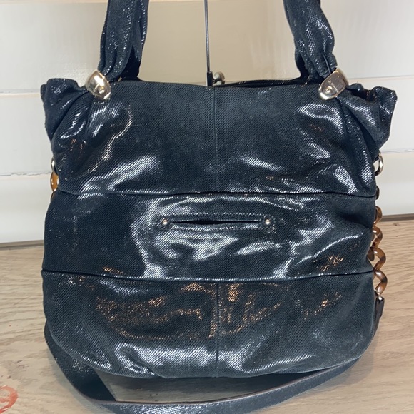 B Makowsky Black Snake Skin Hobo Crossbody - Picture 7 of 10
